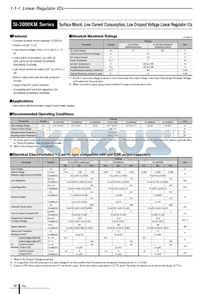 SI-3010KM datasheet - Surface Mount Low Current Consumption Low Dropout Voltage Linear Regulator ICs