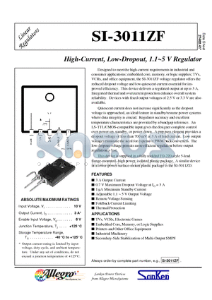 SI-3011ZF datasheet - HIgh-Current, Low-Dropout, 1.1~5V Regulator