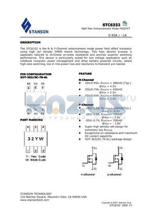STC6332 datasheet - The STC6332 is the N & P-Channel enhancement mode power field effect transistor using high cell density DMOS trench technology.
