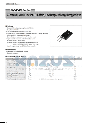 SI-3025B datasheet - 5-Terminal, Multi-Function, Full-Mold, Low Dropout Voltage Dropper Type