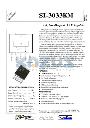 SI-3033KM datasheet - 1 A, Low-Dropout, 3.3 V Regulator