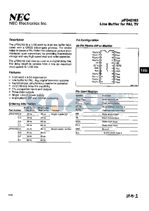 UPD42102C-5 datasheet - Line Buffer for PAL TV