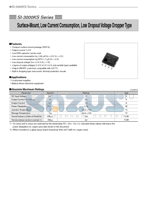 SI-3033KS datasheet - Surface-Mount, Low Current Consumption, Low Dropout Voltage Dropper Type