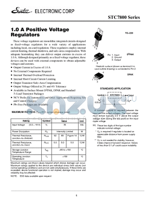 STC7800 datasheet - 1.0 A Positive Voltage Regulators