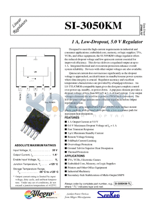 SI-3050KM datasheet - 1 A, Low-Dropout, 5.0 V Regulator