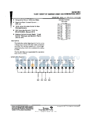 SN74S1052N datasheet - 16-BIT SCHOTTKY BARRIER DIODE  BUS-TERMINATION ARRAY