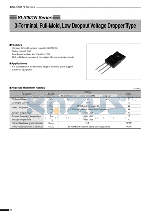 SI-3051N datasheet - 3-Terminal, Full-Mold, Low Dropout Voltage Dropper Type