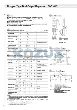 SI-3101S datasheet - Dropper Type Dual Output Regulator