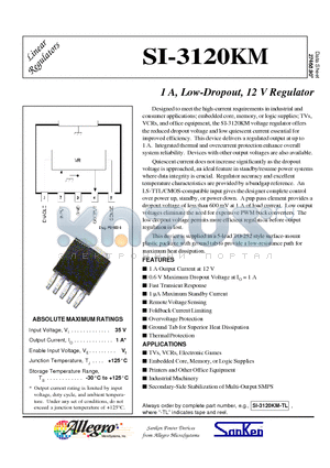 SI-3120KM-TL datasheet - 1 A, Low-Dropout, 12 V Regulator