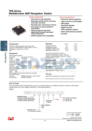 TPA datasheet - Multidirection SMT Navigation Switch