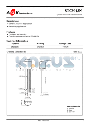 STC9013N datasheet - Epitaxial planar NPN silicon transistor