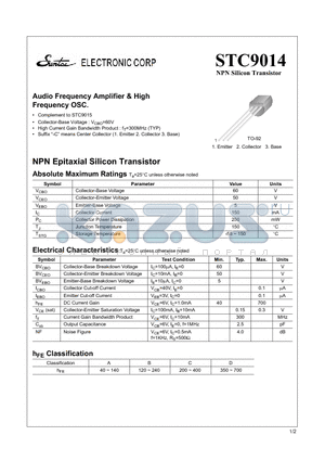 STC9014 datasheet - NPN Silicon Transistor