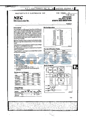 UPD43256-10L datasheet - 32,768 x 8-BIT STATIC MIX-MOS RAM