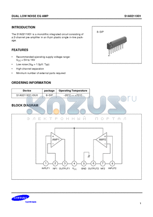 S1A0211X01 datasheet - DUAL LOW NOISE EQ AMP