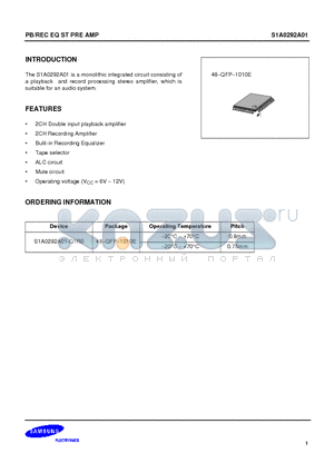 S1A0292A01 datasheet - PB/REC EQ ST PRE AMP