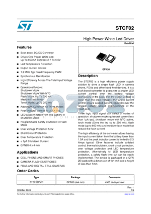 STCF02 datasheet - High Power White Led Driver