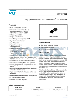 STCF03I datasheet - High power white LED driver with I2CTM interface