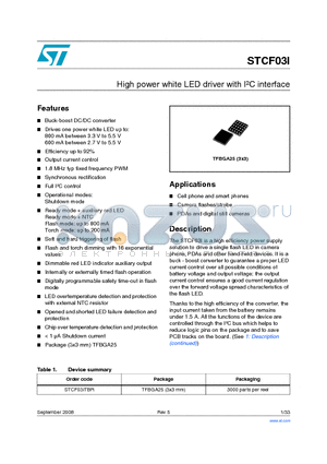 STCF03I datasheet - High power white LED driver with IbC interface