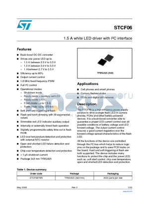 STCF06 datasheet - 1.5 A white LED driver with IbC interface