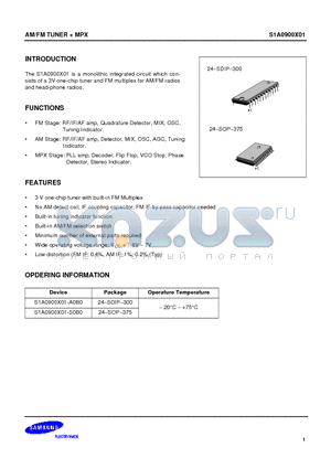 S1A0900X01 datasheet - AM/FM TUNER  MPX