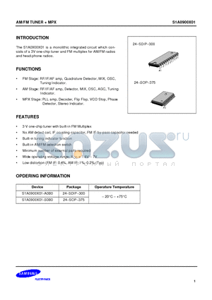 S1A0900X01-A0B0 datasheet - AM/FM TUNER  MPX