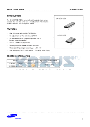 S1A0901A01 datasheet - AM/FM TUNER  MPX