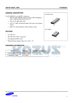 S1A0902X01-A0B0 datasheet - AM/FM TUNER  MPX