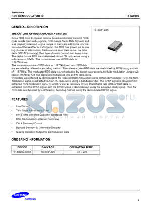 S1A0905-S0B0 datasheet - RDS DEMODULATOR IC