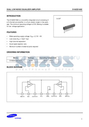 S1A2221A02-I0U0 datasheet - DUAL LOW NOISE EQUALIZER AMPLIFIER