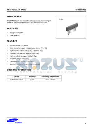 S1A2245X01-I0U0 datasheet - FM IF FOR CAR RADIO