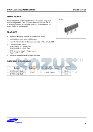 S1A2284A01-I0U0 datasheet - 5 DOT LED LEVEL METER DRIVER