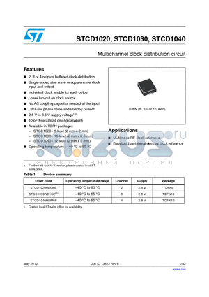 STCD1040RDM6F datasheet - Multichannel clock distribution circuit