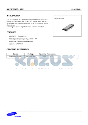 S1A2298A01 datasheet - AM/FM TUNER  MPX