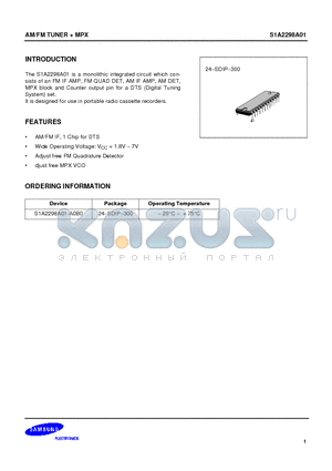 S1A2298A01-A0B0 datasheet - AM/FM TUNER  MPX