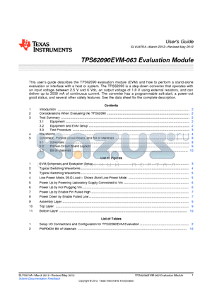STD datasheet - TPS62090EVM-063 Evaluation Module