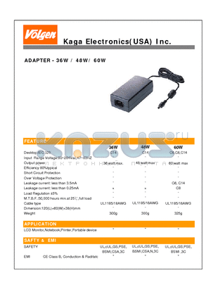 STD-1203 datasheet - ADAPTER - 36W / 48W/ 60W