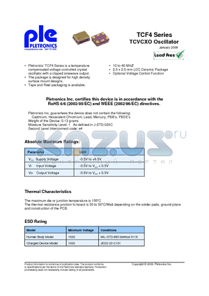 TCF4031031B datasheet - TCVCXO Oscillator