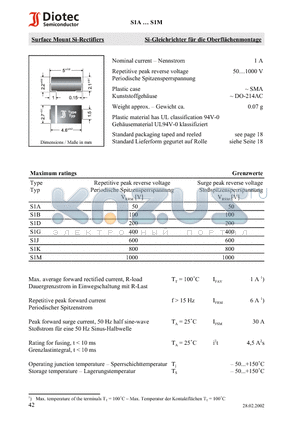 S1B datasheet - Surface Mount Si-Rectifiers