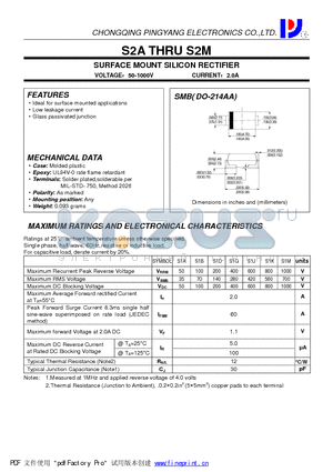 S1B datasheet - SURFACE MOUNT SILICON RECTIFIER