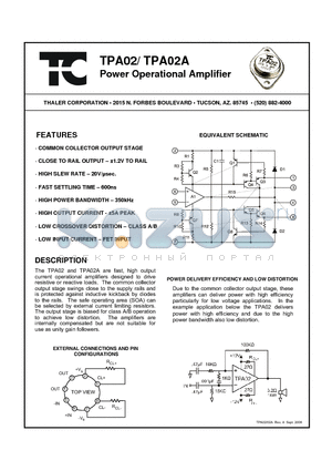 TPA02 datasheet - Power Operational Amplifier