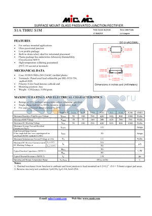 S1D datasheet - SURFACE MOUNT GLASS PASSIVATED JUNCTION RECTIFIER