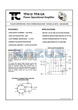 TPA12 datasheet - Power Operational Amplifier