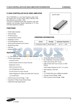 S1D2500A01-D0B0 datasheet - I2C BUS CONTROLLED R/G/B VIDEO AMPLIFIER