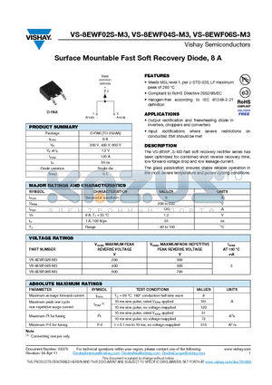 VS-8EWF04S-M3 datasheet - Surface Mountable Fast Soft Recovery Diode, 8A