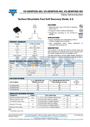 VS-8EWF06S-M3 datasheet - Surface Mountable Fast Soft Recovery Diode, 8A