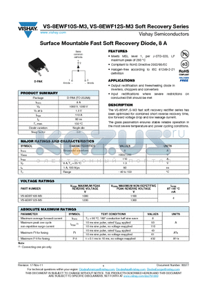 VS-8EWF10S-M3 datasheet - Surface Mountable Fast Soft Recovery Diode, 8A