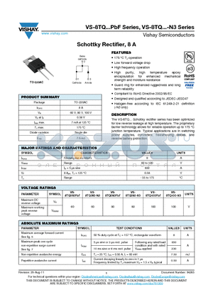 VS-8TQ080-N3 datasheet - Schottky Rectifier, 8 A