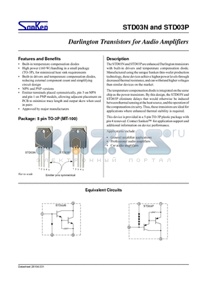 STD03P datasheet - Darlington Transistors for Audio Amplifiers