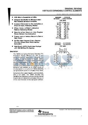 SN74S482 datasheet - 4-BIT-SLICE EXPANDABLE CONTROL ELEMENTS
