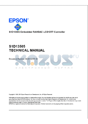 S1D13505F00A datasheet - S1D13505 Embedded RANMAC LCD/CRT Controller